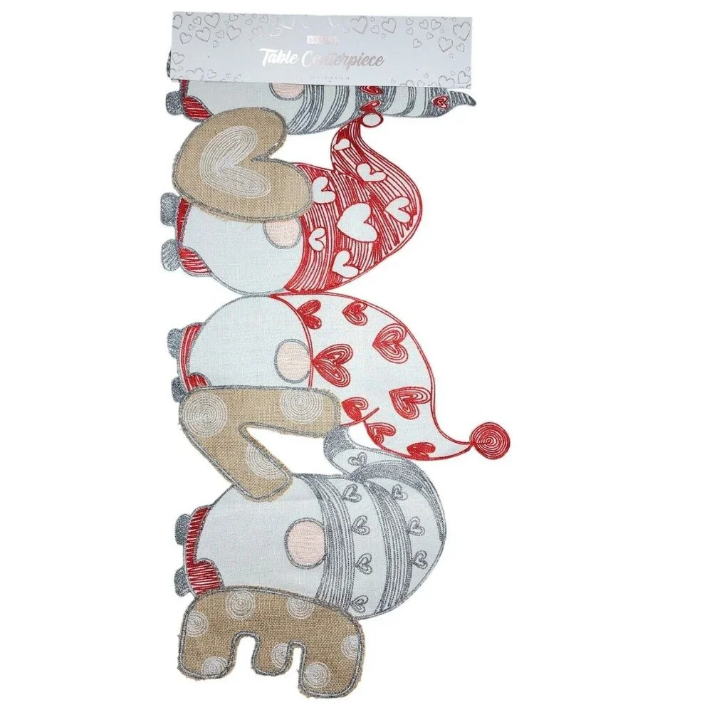 Envogue Gnome Themed LOVE Table Runner Cutwork‎ Design 16x36in